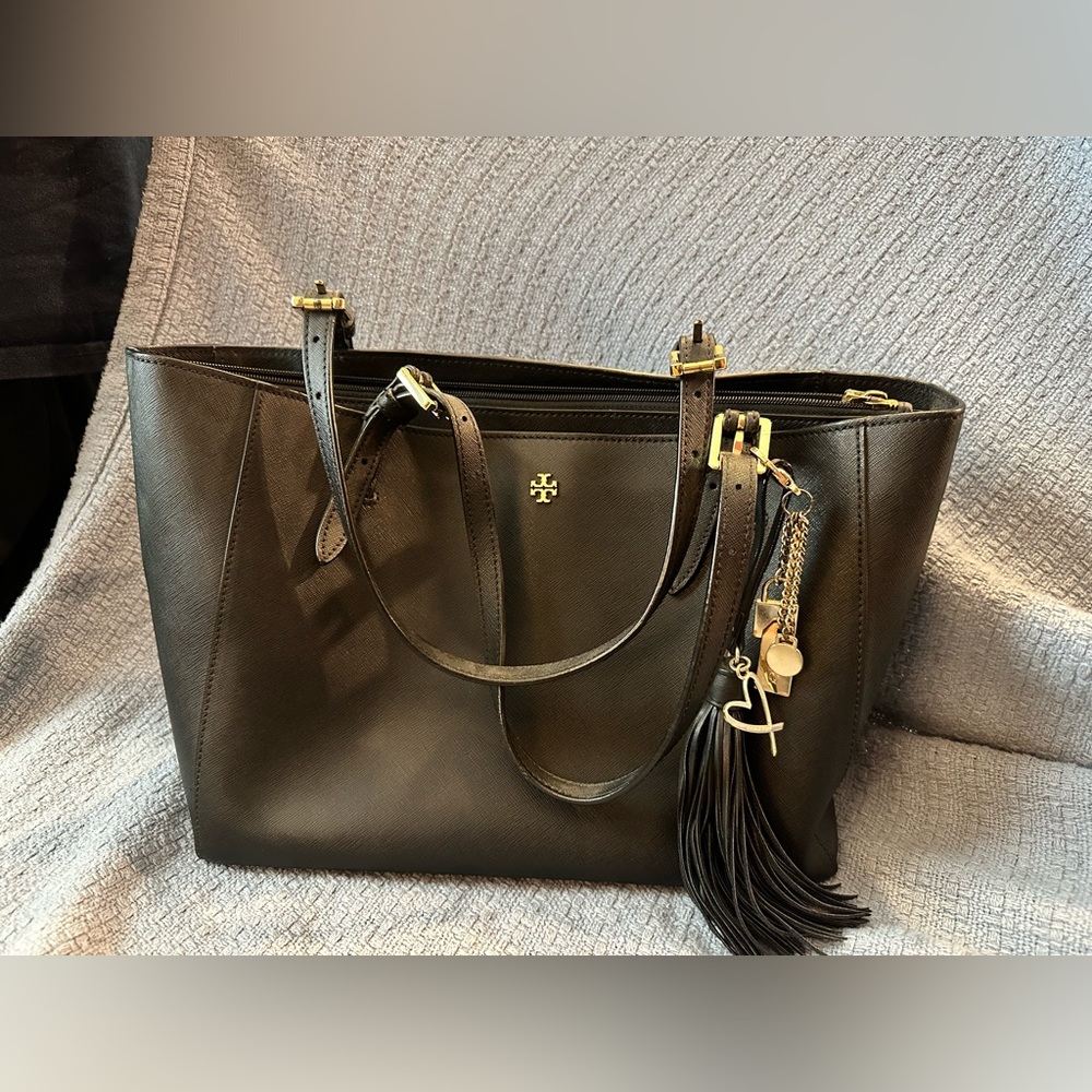 TORY BURCH solid leather tote bag